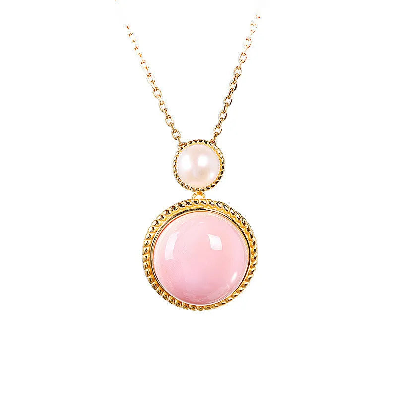 S925 silver plated geometric pink shell simple women's earrings with gold plating