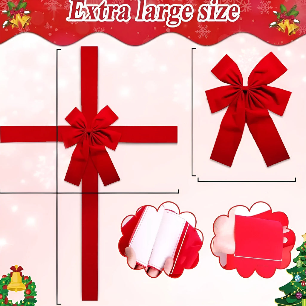 Classical red cloth Christmas DIY bow ribbon set 40x50cm with straps for door hanging