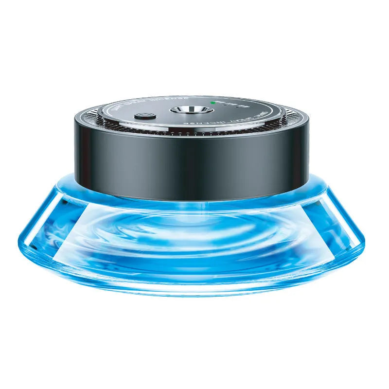 Car mounted smart spray fragrance diffuser unit with refillable gel pack in Gentleman's Black colour