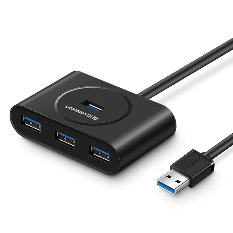 Black USB 3.0 extender adapter set with multi-port hub and choice of cable lengths