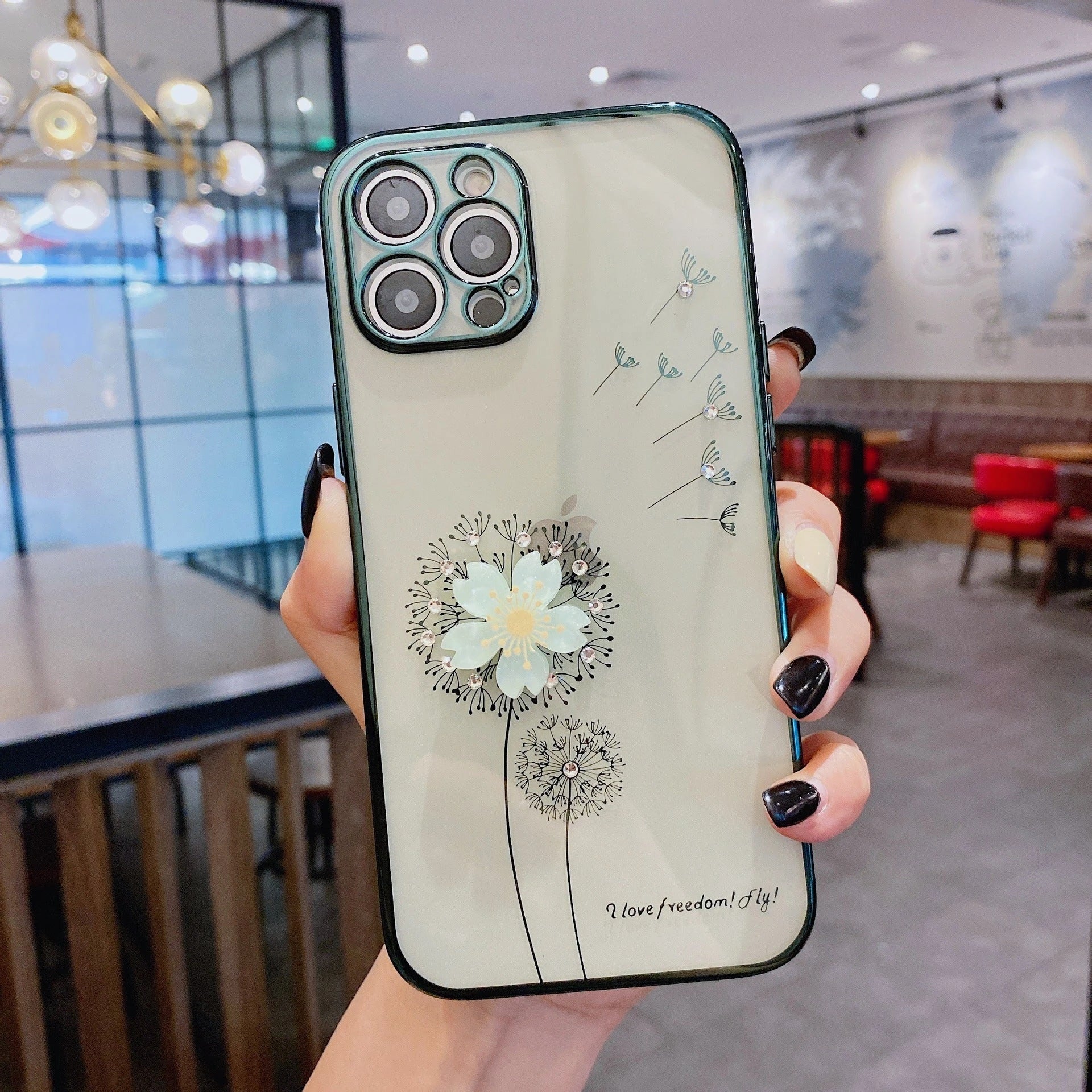 Stylish and protective 3D flower phone case with spin stand for various iPhone models