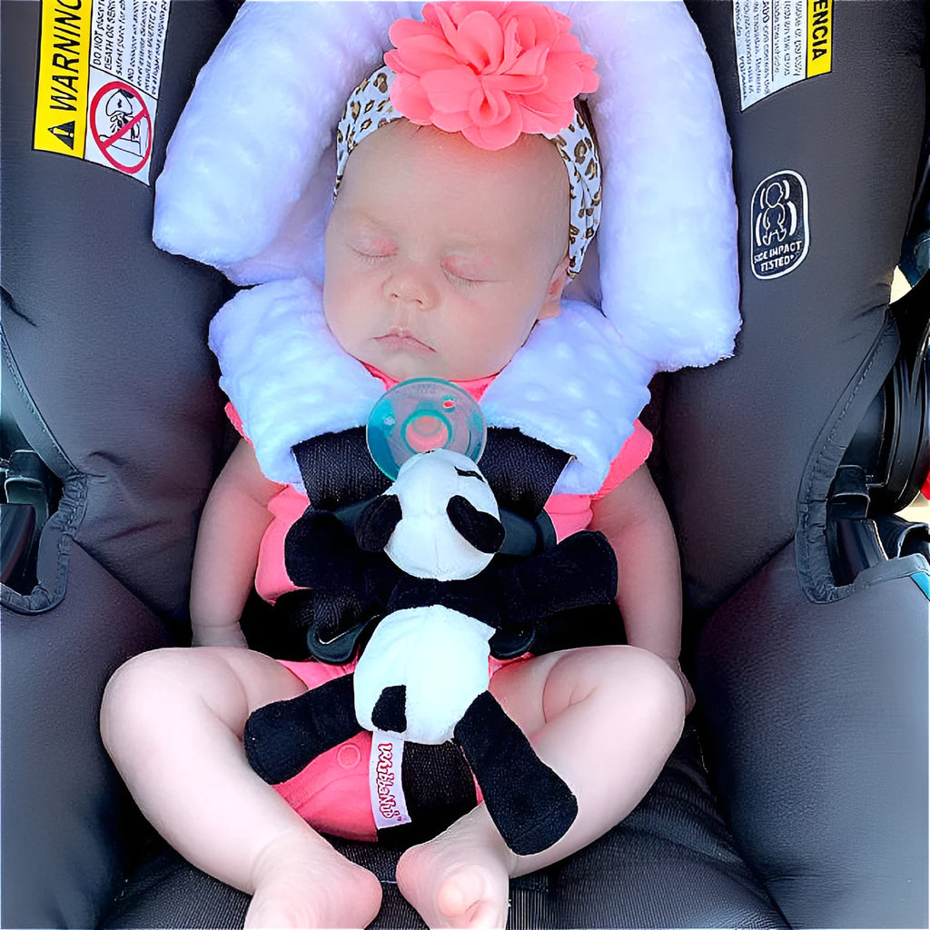 Babies' shaping pillow in Crystal Velvet fabric with two belts, available in multiple colours including white, sky blue, gray, mint green, and navy blue