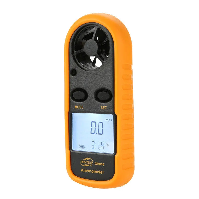 Biaozhi orange digital handheld wind speed measuring instrument showing display