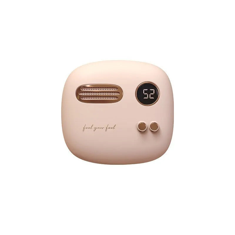 2-in-1 retro hand warmer and 5000mAh power bank in purple with digital display