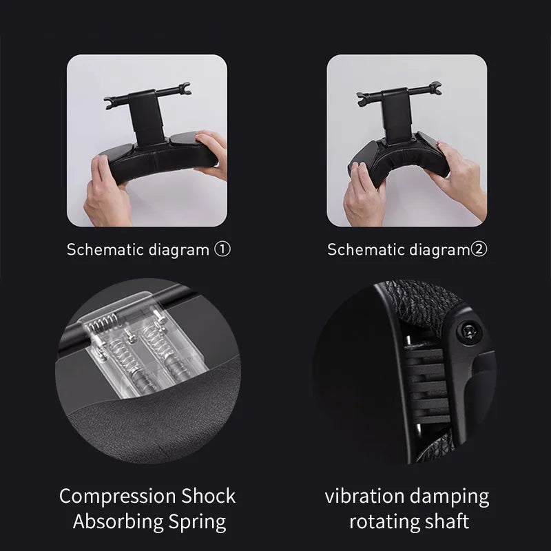 Baseus First Class Car Headrest in black, PU leather and aluminium alloy, front 270x123mm and side 181x123mm