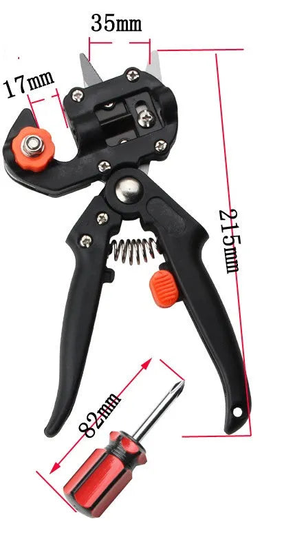 Handheld grafting scissors with black ABS handle, super hard high carbon steel blade, 5-12mm capacity