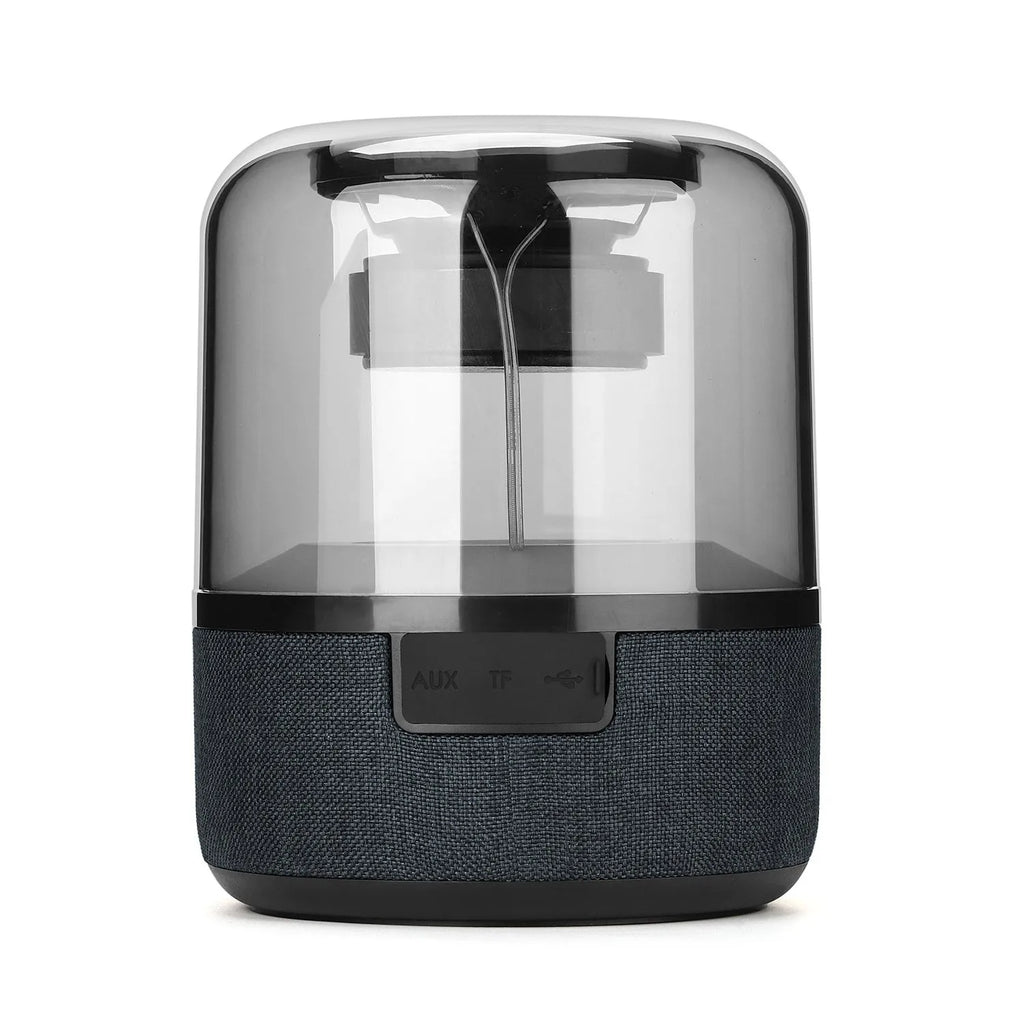 Four-colour light touch wireless Bluetooth speaker with control buttons and USB charging port.