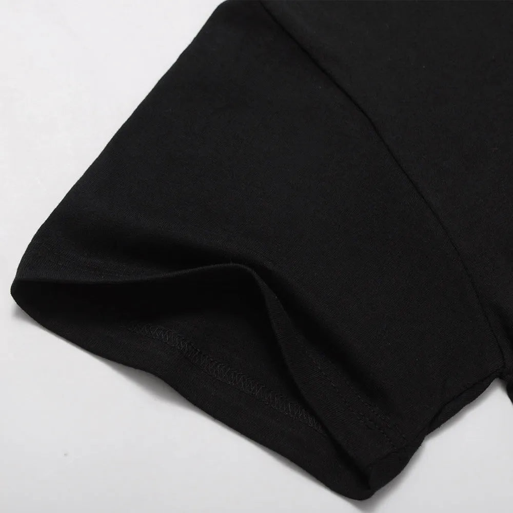 3D cotton short sleeve t-shirt in black with loose fit