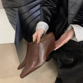 Women's Wind Wedge closed toe half slippers in PU leather with wedge heel