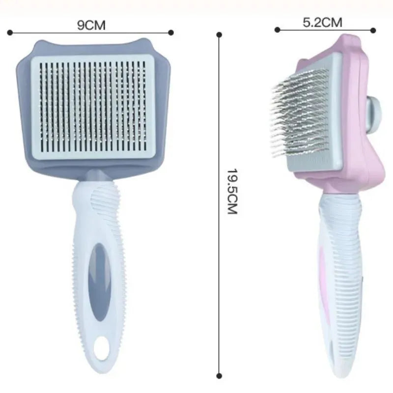 Self-cleaning dog and cat grooming brush for large dogs, knot opening massage comb in blue, pink or purple