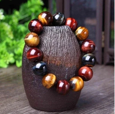 Handcrafted Tiger Eye Bracelet with Natural Crystal Stones and Buddha Beads