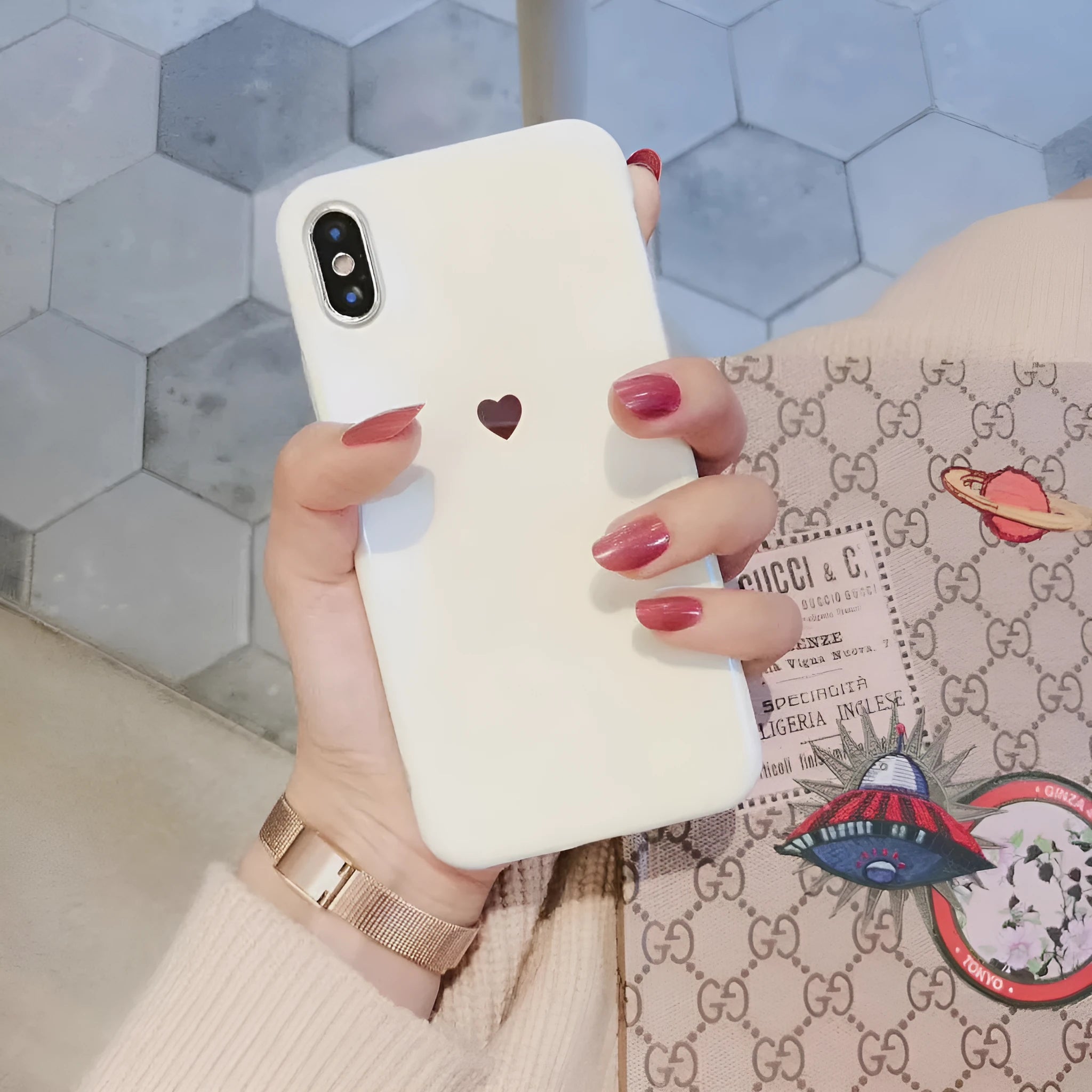 Bluwhite and White Love brand iPhone back cover cases with blue light filtering material