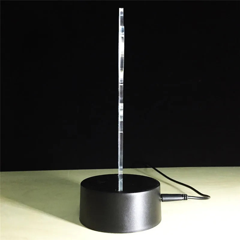 USB 3D Earth globe night light with black ABS base, acrylic plate, and USB cable, showing seven colour RGB illumination.