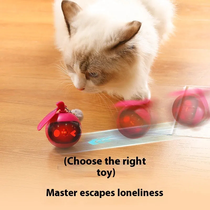Cat toy pet elastic self-hi relief toy in green and rose red with plastic construction