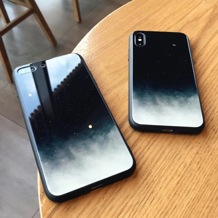 Star Sky tempered glass phone case cover with soft silicone edge and high-gloss mirror finish for iPhone XR in Starry Sky colour