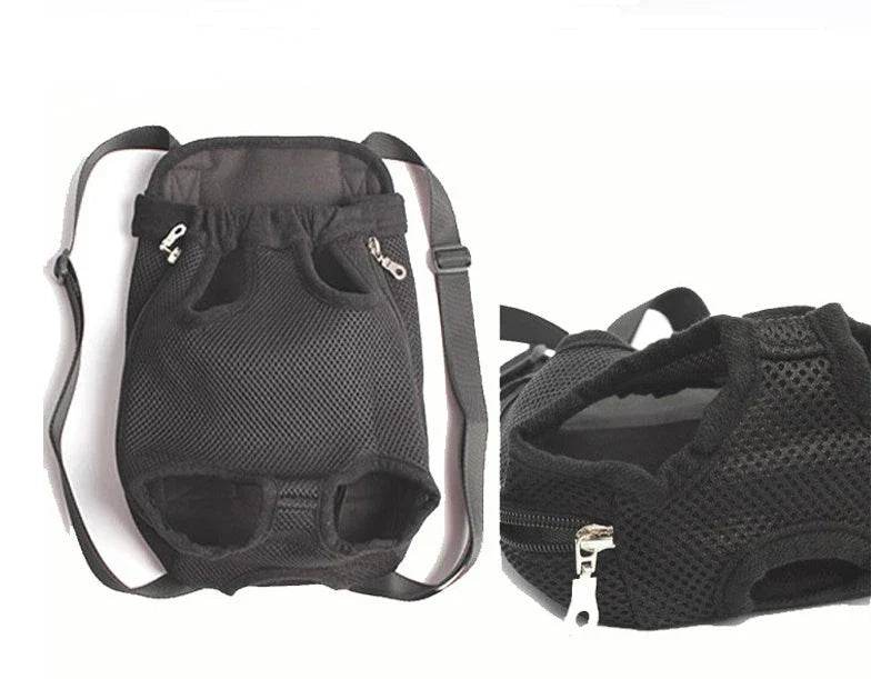 A portable dog carrier backpack featuring breathable mesh design, adjustable straps, and cushioned back panel for comfortable pet transport.