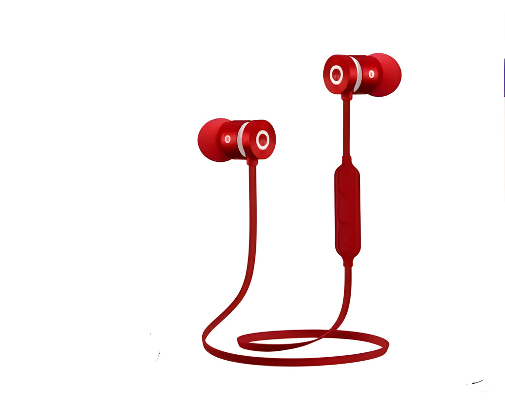 Metal magnetic sports Bluetooth headset in black colour showing neckband design with magnetic earpieces