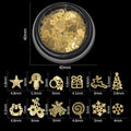 Gold metal Christmas nail art charms, 120 pieces in a box for festive manicures