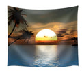 Sunset Beach Tapestry polyester wall hanging in 150x100cm, 150x130cm, and 150x230cm sizes with thick version options
