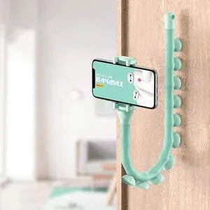 Flexible worm design mobile phone holder with suction cup mount showing 62cm length and black colour option