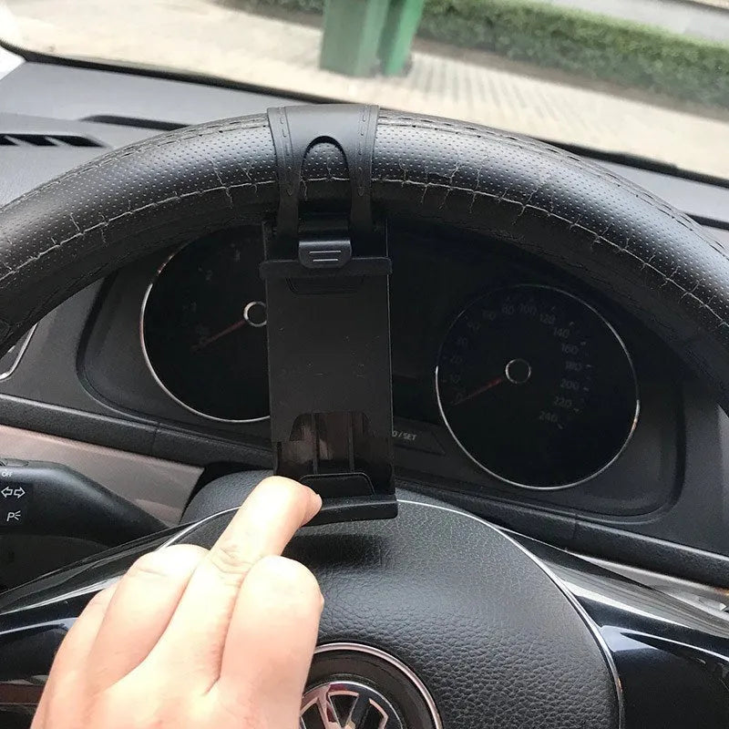 Black universal steering wheel phone holder mount clip for car navigation
