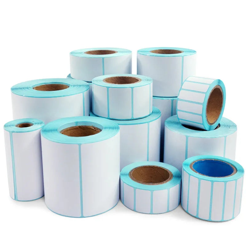 Roll of 20x10mm waterproof stickers, 3000 double-row labels on black and blue hot paper