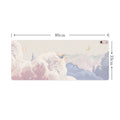 Electric desktop heating mat with PVC leather surface showing idyllic decorative pattern