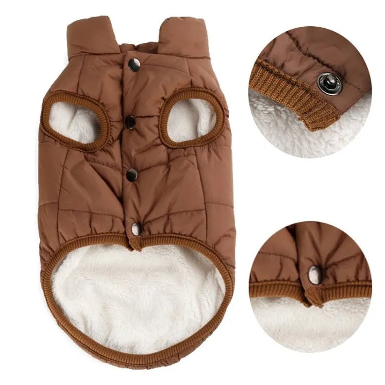 Cotton dog vest for small to medium dogs in red, blue, and brown colours