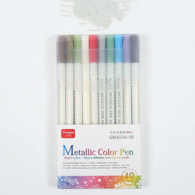 Colour black card album colour metal pen set with plastic shell and multiple colour configurations for office stationery