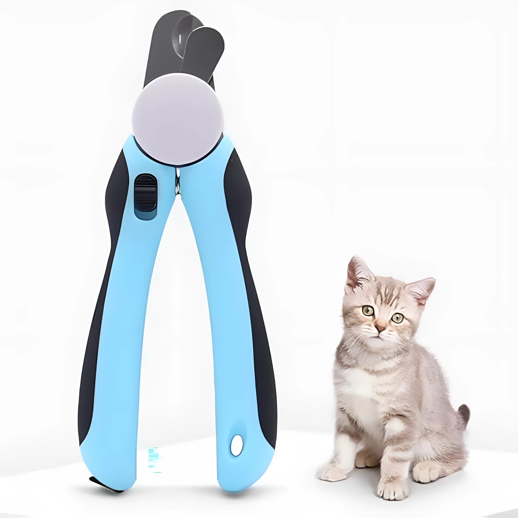 Blue heavy-duty metal dog nail clippers with safety guard for large breeds and thick nails.