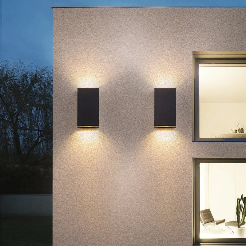 Villa outdoor LED waterproof wall lamp square 5W single head warm white