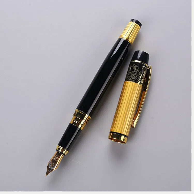 Black patterned orb metal fountain pen with iridium nib and 901 specification.