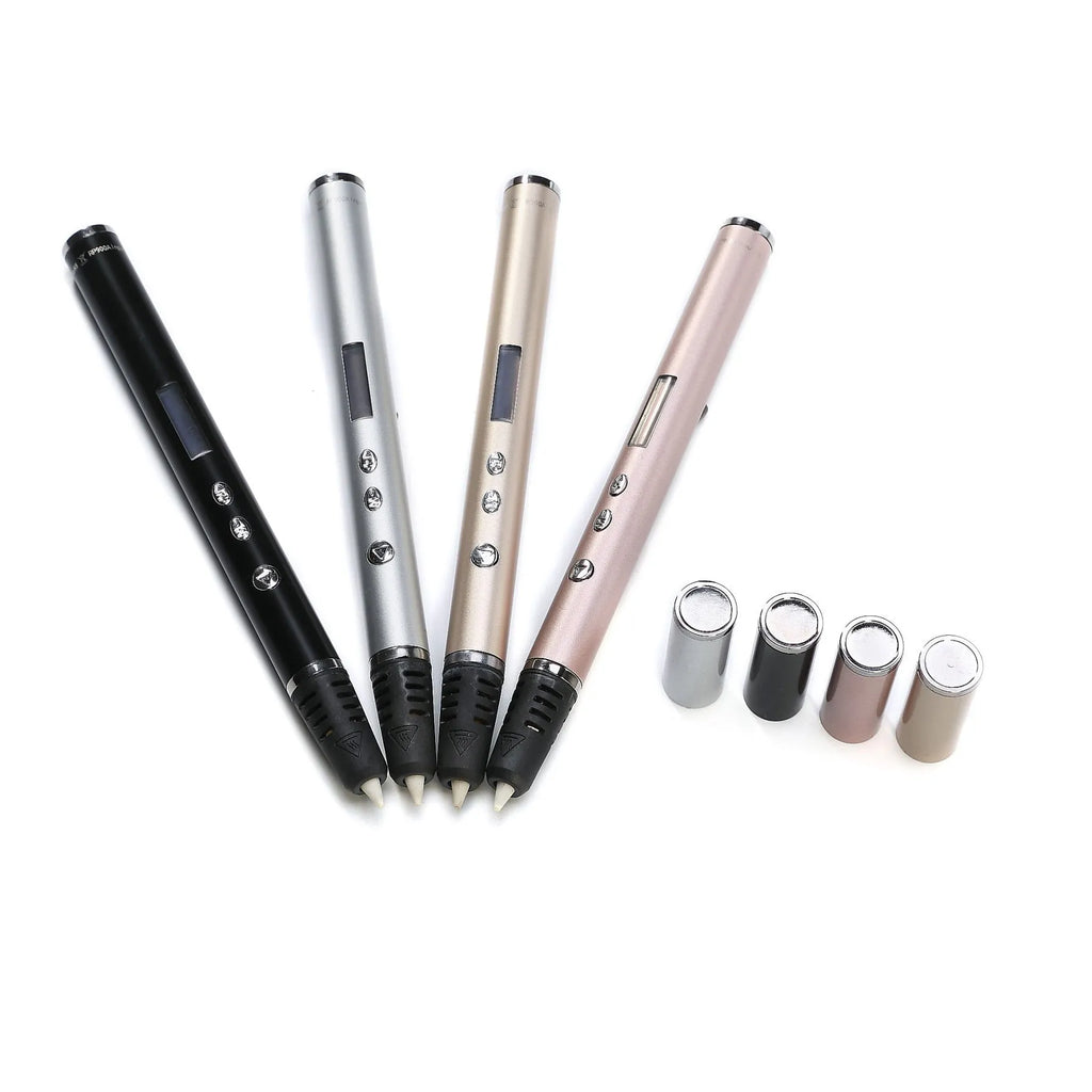 3D printing pen for DIY educational toys in black, gold, pink, or silver colour with adjustable speed control