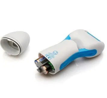 Electric callous remover in blue and white colour with transparent cover and free extra roller head