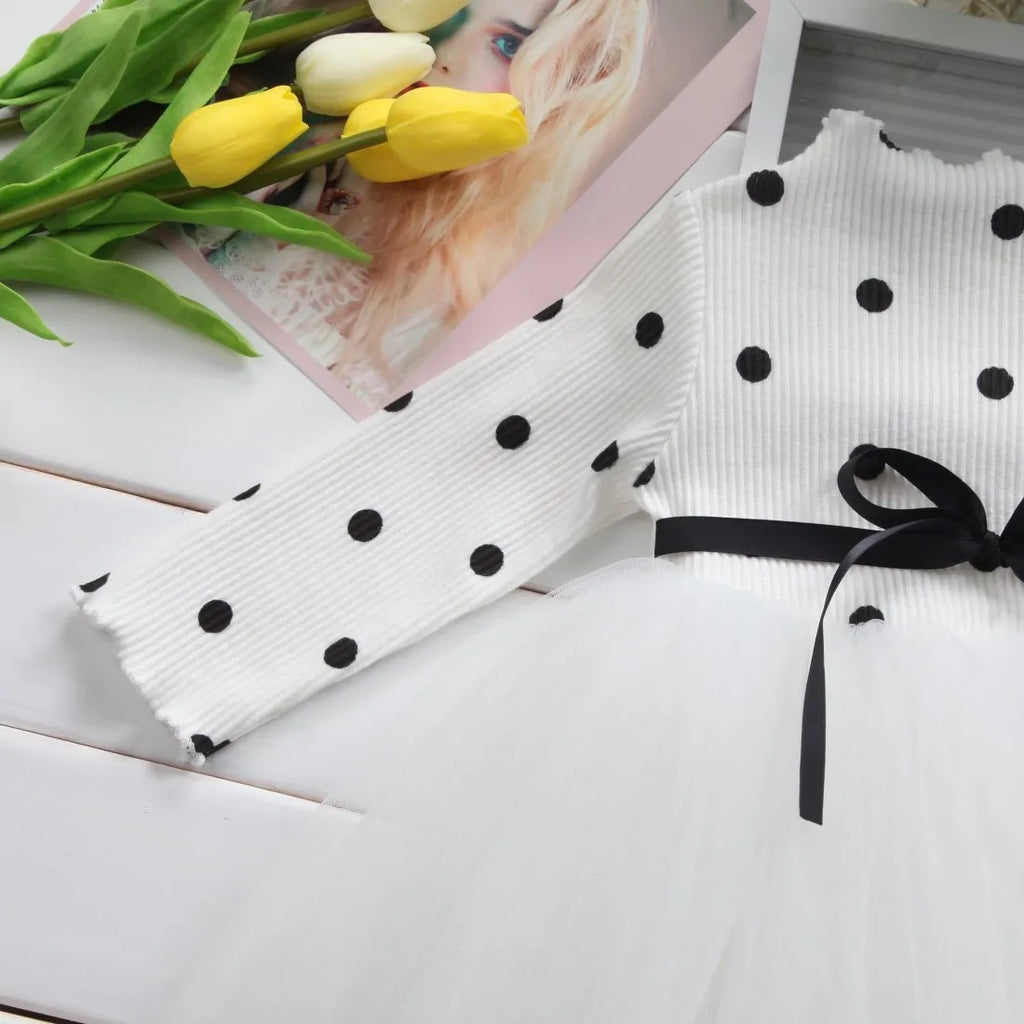 Baby girls long sleeve tutu lace dress in black, pink or white for christenings and birthday parties