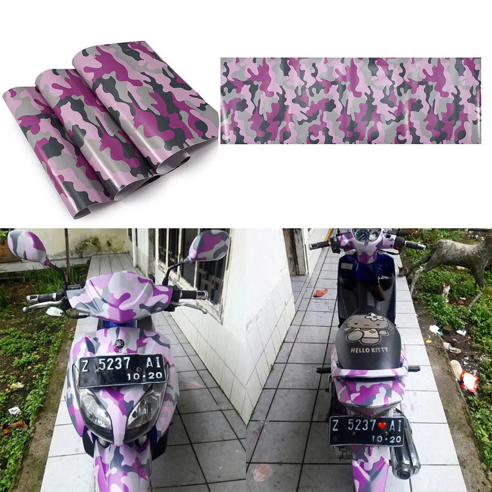Camouflage colour change film in black, blue, or red, 152cm wide PVC vinyl for car and motorcycle decoration
