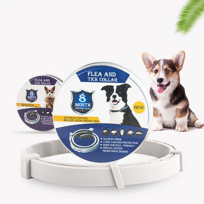 Adjustable insect repellent collar for cats and dogs, made with natural plant-based ingredients to provide up to 8 months of pest protection