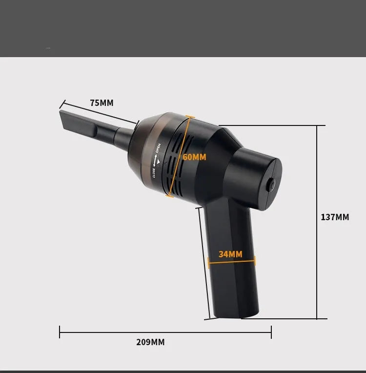 Black desktop mini vacuum cleaner with USB cable for keyboard and computer cleaning
