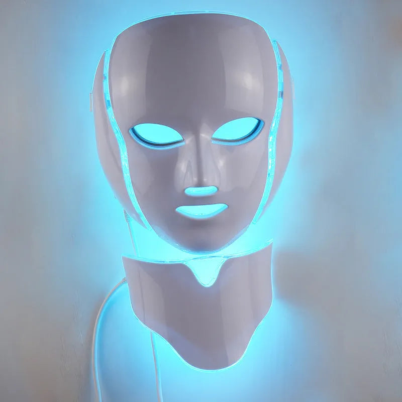 LED photon beauty mask with 192 LEDs and seven colour light therapy for face and neck
