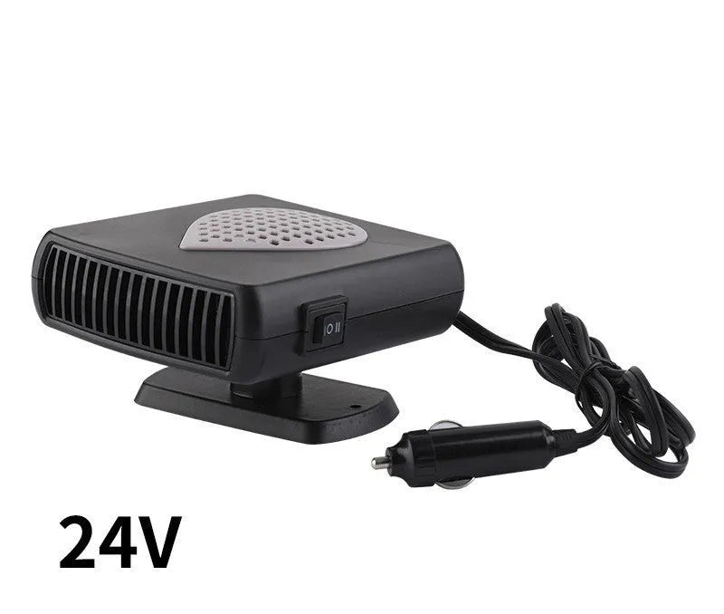 150W car demisting and defrosting device with quick-heat fan, ABS PP construction, black and red 12V model
