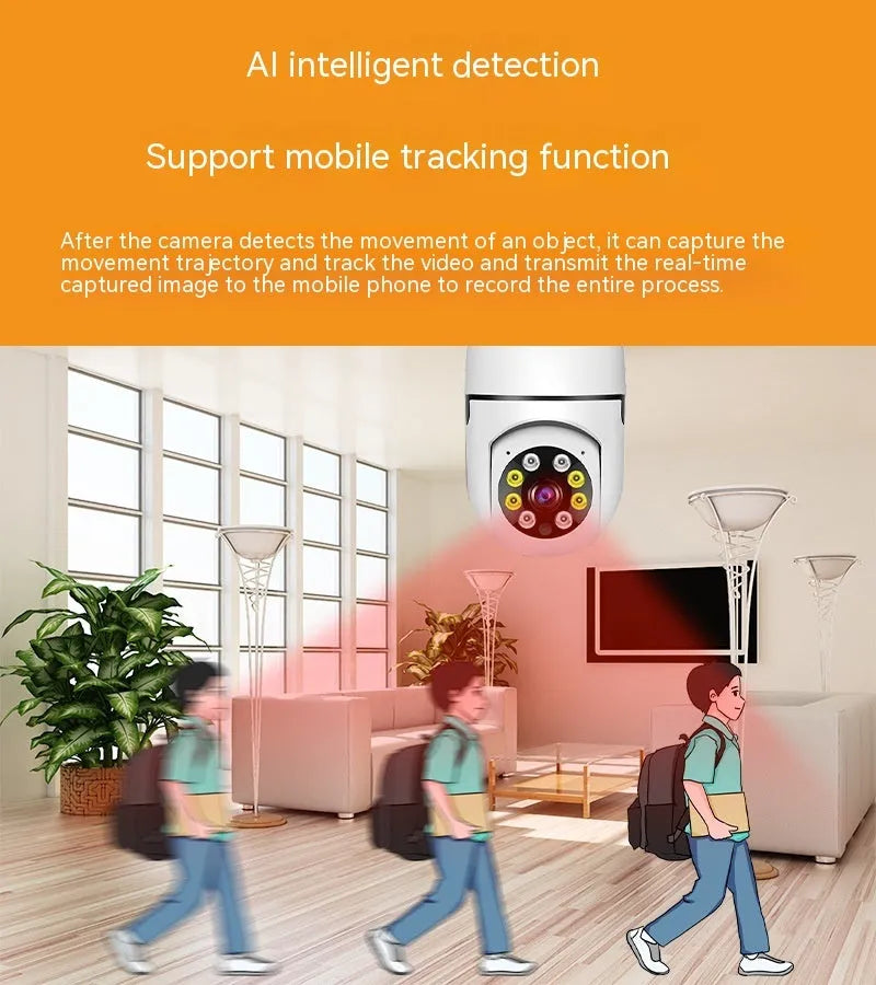 Wireless bulb security camera with 1080p and full colour night vision for indoor outdoor use