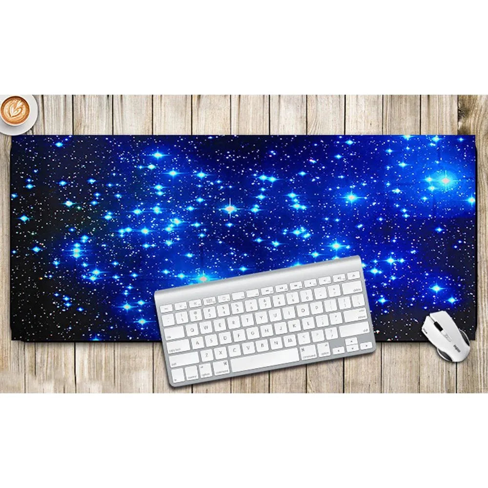 Blue star mouse pad with high-density fabric surface and natural rubber anti-skid base, available in multiple sizes