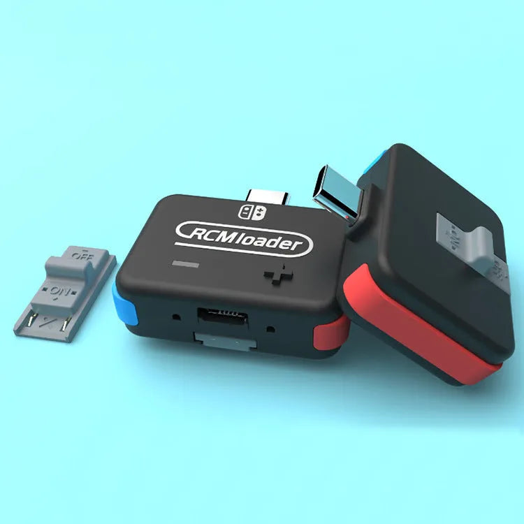 Black RCMloader and RCMclip set for Nintendo Switch CFW with microSD archive.