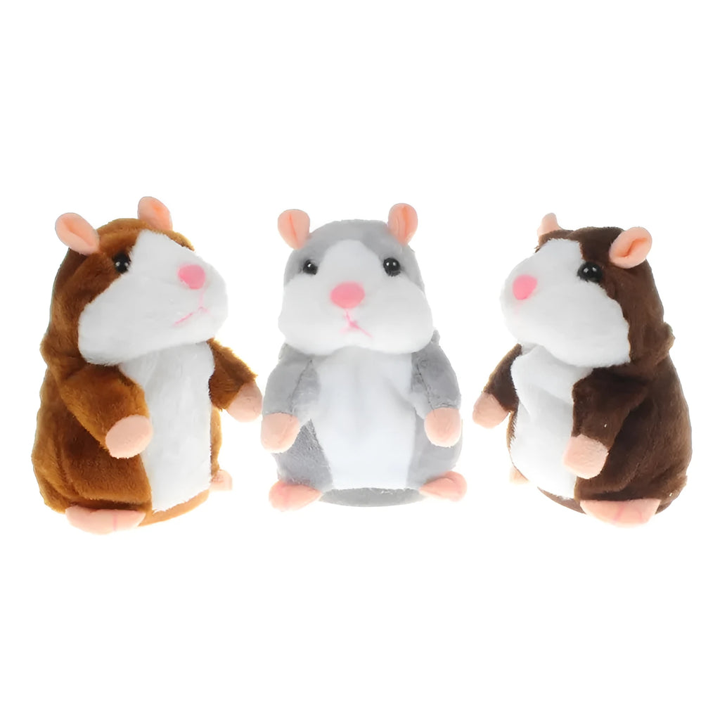 15 cm light brown talking hamster plush toy with head bobbing and voice repeat function
