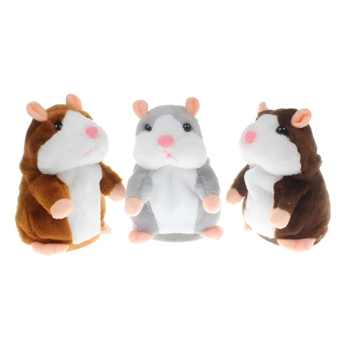 15 cm light brown talking hamster plush toy with head bobbing and voice repeat function