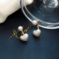 Korean style heart shape stud earrings with electroplated alloy and artificial gem accents