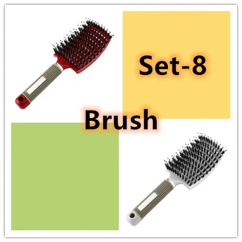 Detangling hairbrush with bristle and nylon teeth for effortless hair management and scalp massage