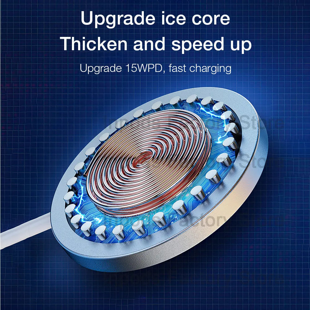 White silver magnetic wireless charger for iPhone 12 Pro Max with ice core technology