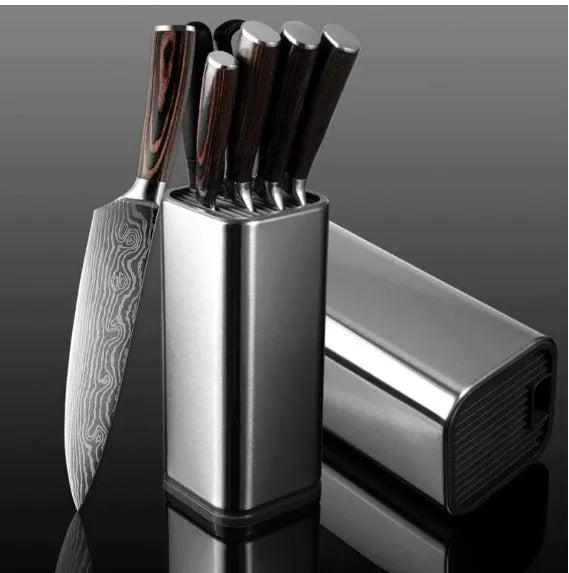 Stainless steel kitchen knife storage holder with PP rack and optional accessories
