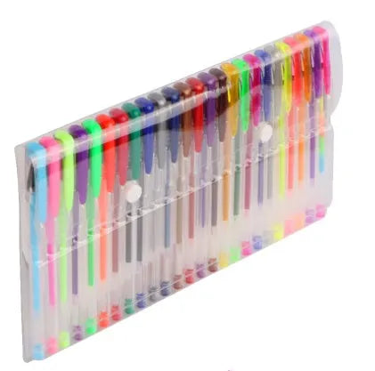 Pack of assorted colour gel pens showing the 2.2mm large inner diameter ink refill specification.